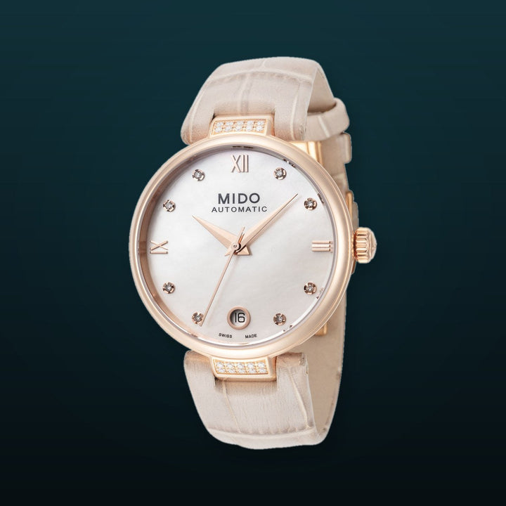 Baroncelli II 33mm / White Mother-of-Pearl / Beige | White Mother-of-Pearl Dial