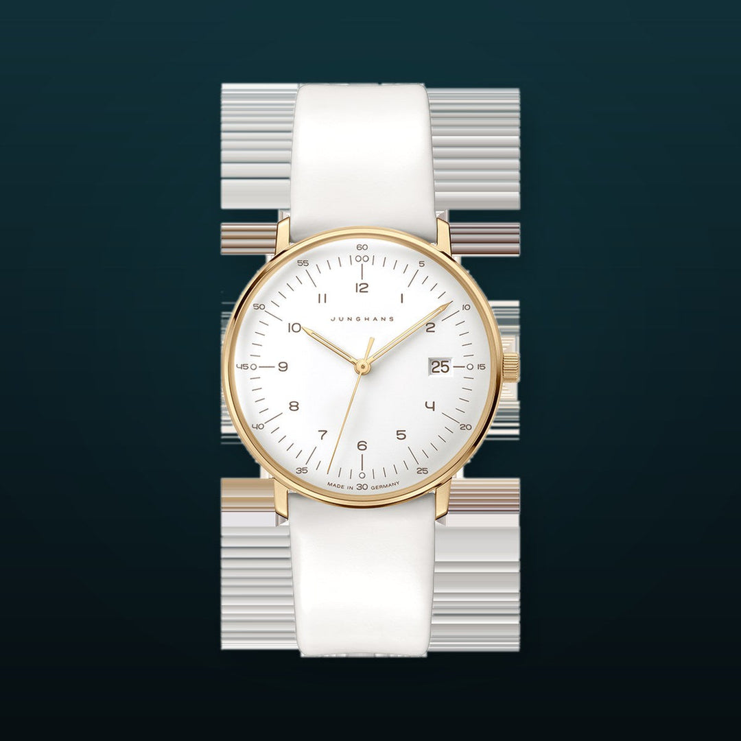Max Bill Damen White Dial / White Leather Strap White Dial