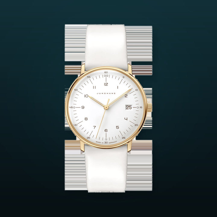 Max Bill Damen White Dial / White Leather Strap White Dial