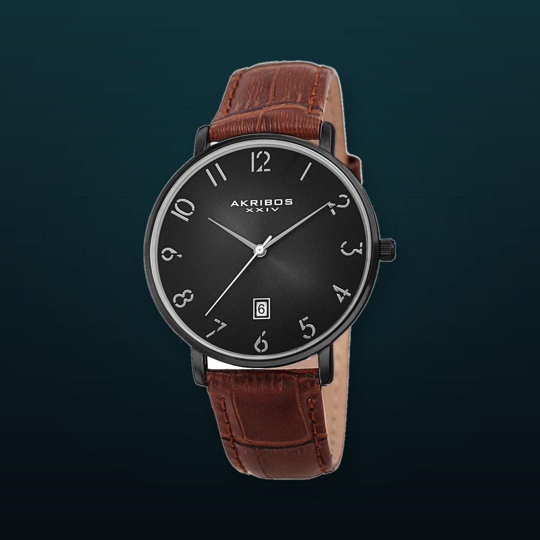 Quartz Black Dial Men's Watch Black/Brown | Black Dial