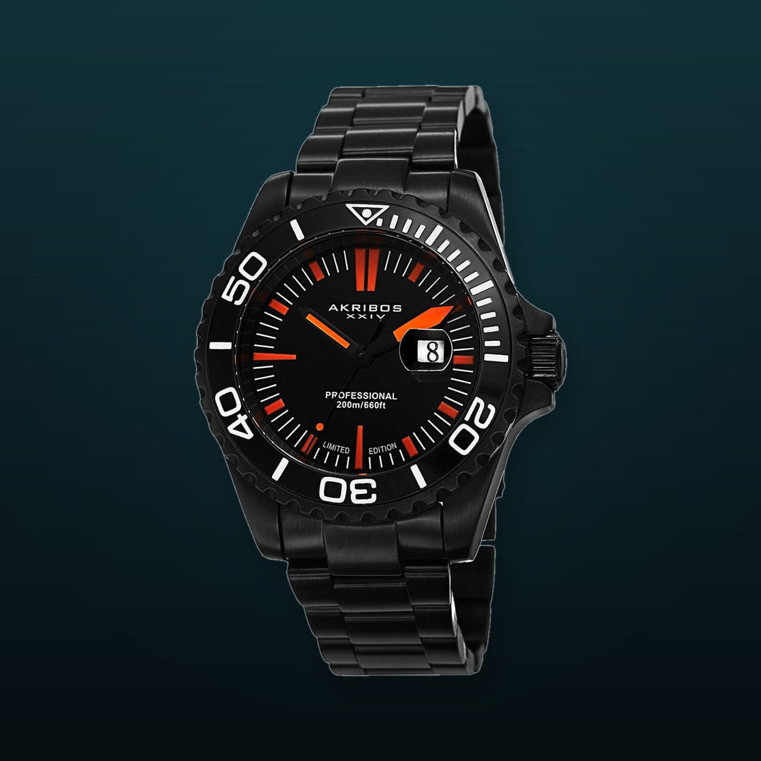 Akribos Black IP Stainless Steel Men's Watch (Black)