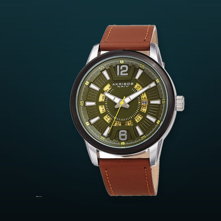 Aviator Silver/Leather | Green Dial