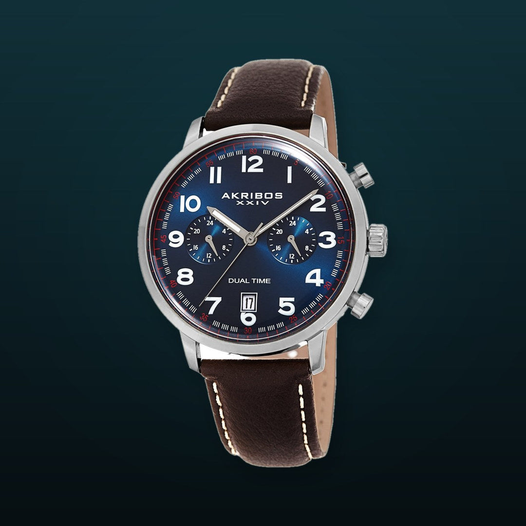 Multifunction Chronograph Silver Tone/Leather | Blue Dial