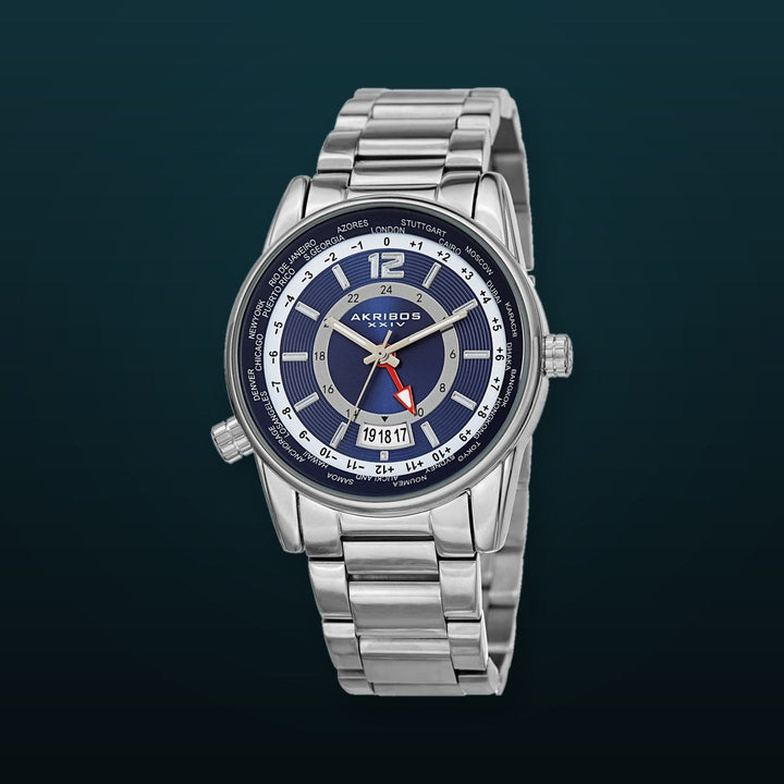 World Time Silver Tone/Stainless Steel | Blue Dial