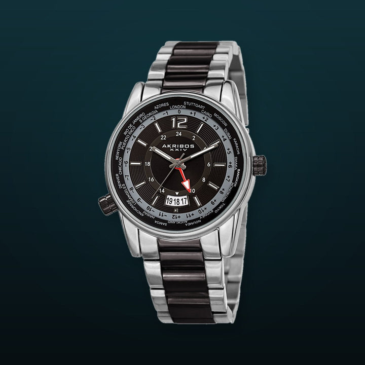 World Time Silver Tone/Stainless Steel | Black Dial