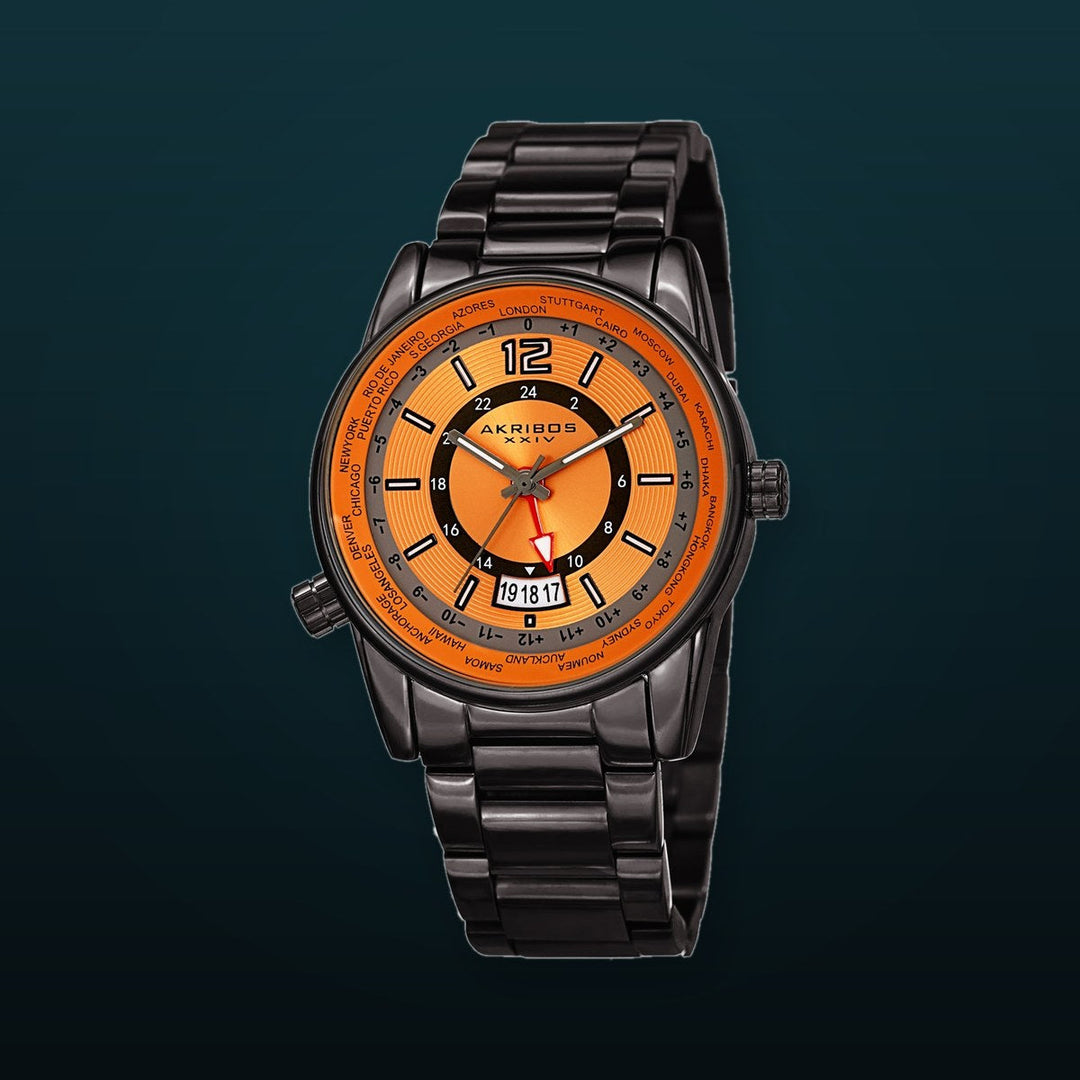 World Time Gray/Stainless Steel | Orange Dial