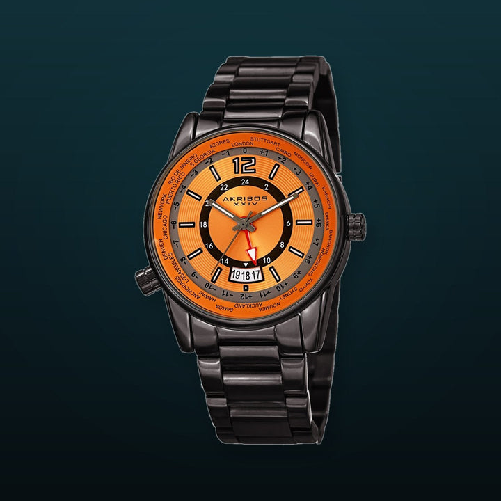 World Time Gray/Stainless Steel | Orange Dial