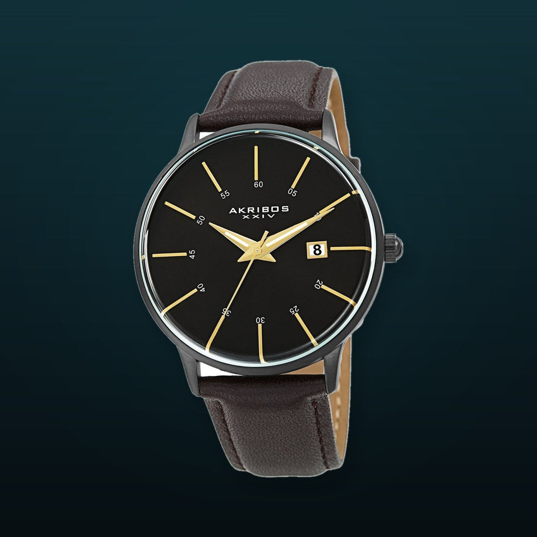 AK1104BK-S-Casual Black/Leather | Black Dial