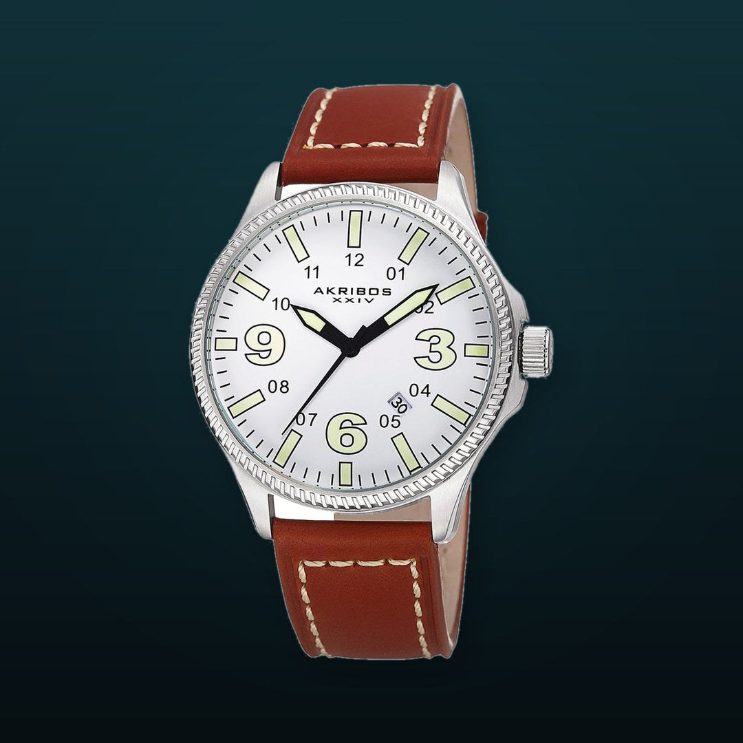 AK833SSBR-Casual Brown/Leather | White Dial