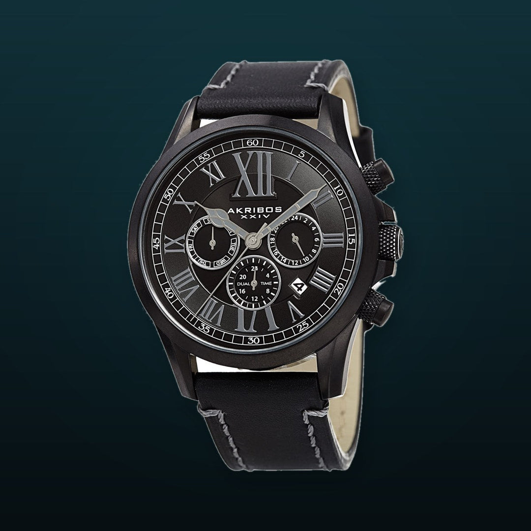 AK897BK-Casual Black/Leather | Black Dial