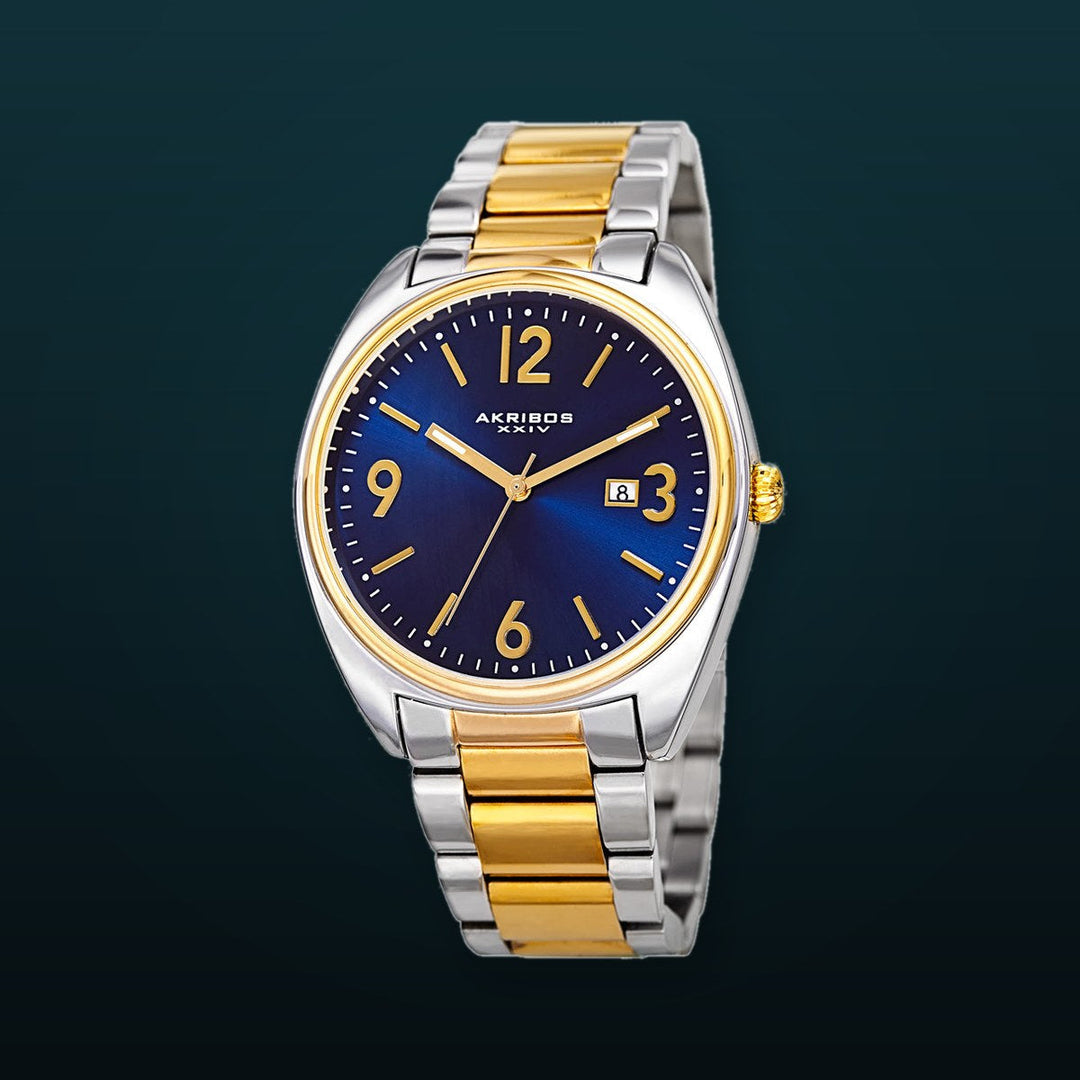 Dress-AK957TTG Two-tone (Silver-tone and Yellow Gold-tone)/Stainless Steel | Blue Dial