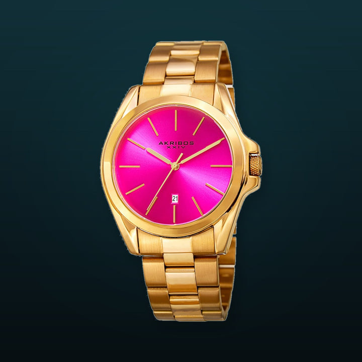 Casual-AK948YGPK Gold/Stainless Steel | Salmon Dial