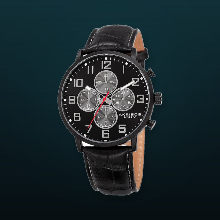 Casual-AK854BK Black/Leather | Black Dial