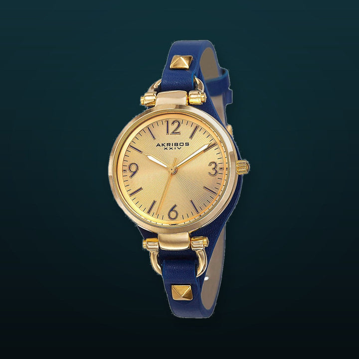 Casual-AK761BU Blue/Leather | Gold Dial