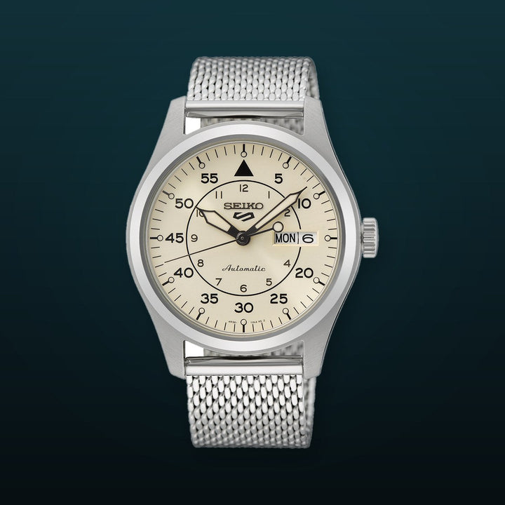 5 Sports Field Cream Dial / Steel Mesh Bracelet Cream White Dial