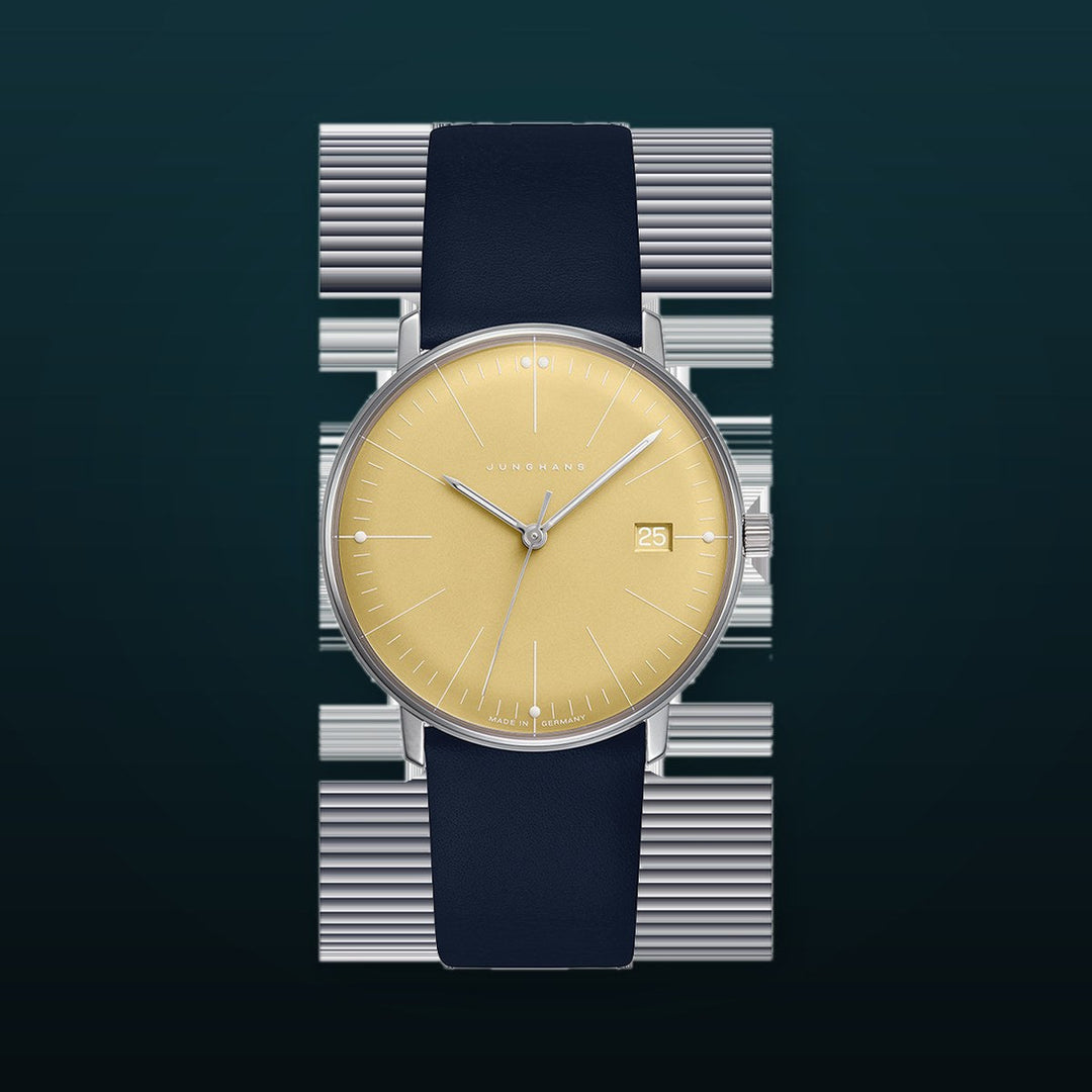 Max Bill Damen Yellow Dial / Blue Leather Strap Yellow Dial