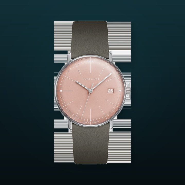 Max Bill Damen Rose Dial / Gray Leather Strap Rose Dial