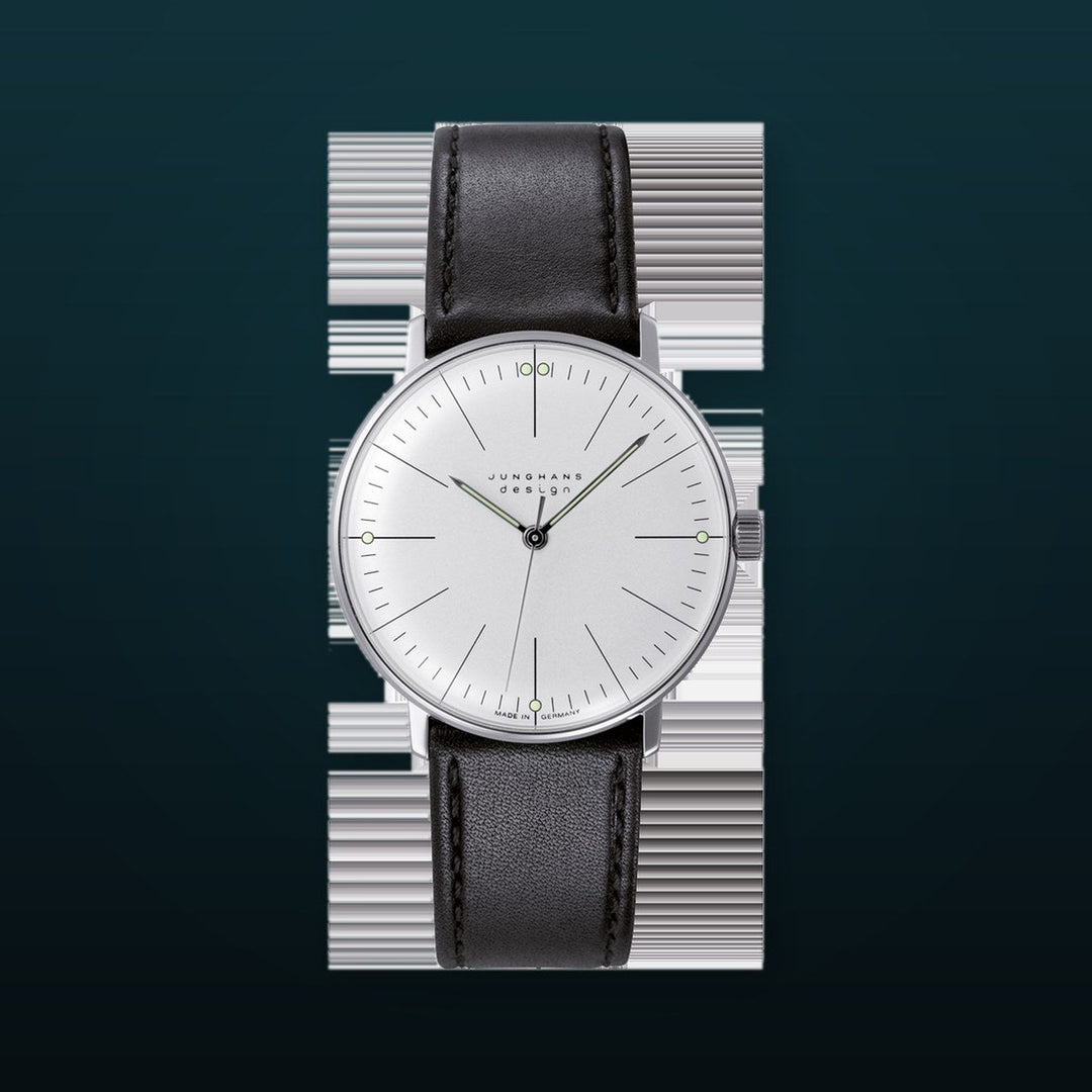 Max Bill Handaufzug Silver Dial / Black Leather Strap Silver Dial