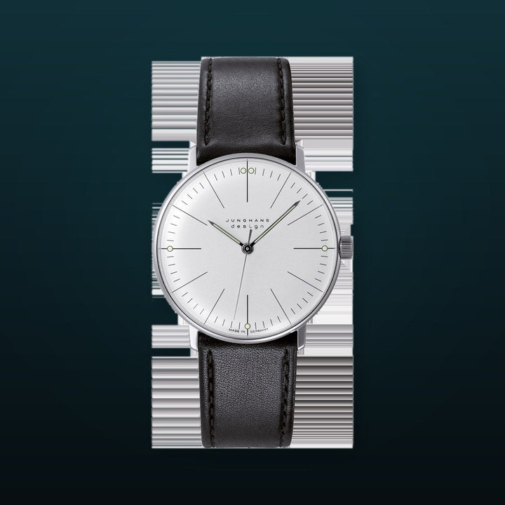 Max Bill Handaufzug Silver Dial / Black Leather Strap Silver Dial