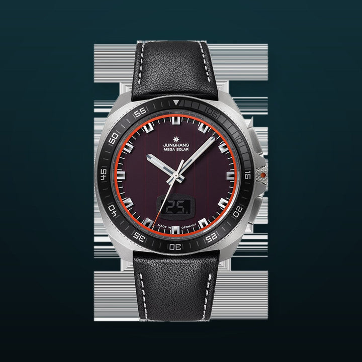 1972 Mega Solar Burgundy Dial / Black Leather Strap Burgundy Dial