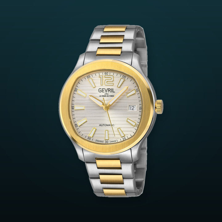 Stuyvesant Swiss Automatic, Two toned IPYG/316L Stainless Steel Case, White Dial, Two toned IPYG/316L Stainless Steel Bracelet White Dial