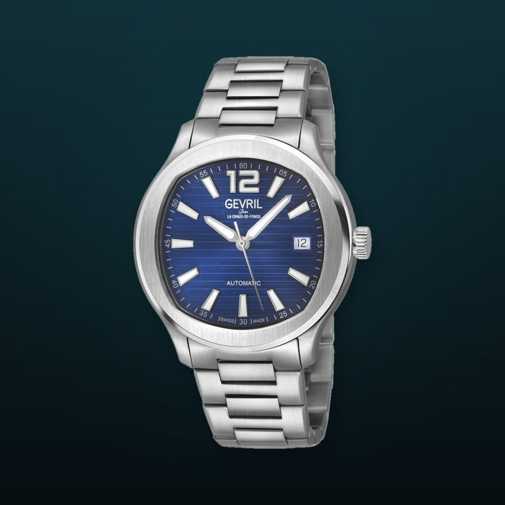 Stuyvesant Swiss Automatic, 316L Stainless Steel Case, White Dial, 316L Stainless Steel Bracelet Blue Dial
