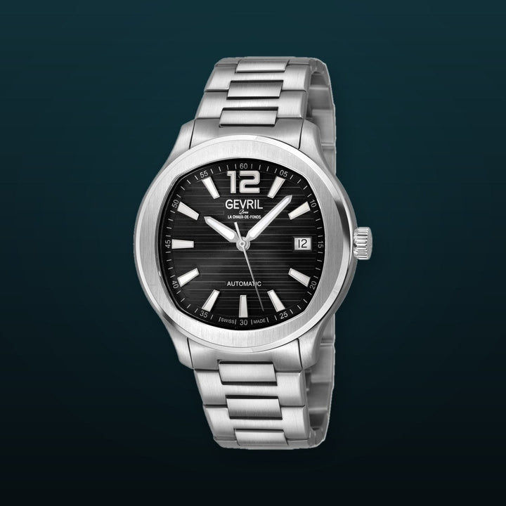 Stuyvesant Swiss Automatic, 316L Stainless Steel Case, White Dial, 316L Stainless Steel Bracelet Black Dial