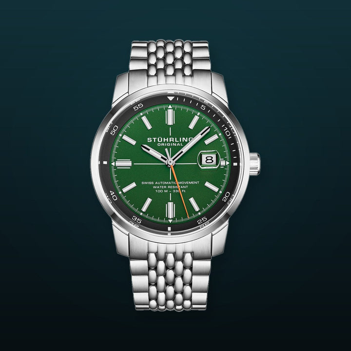 Trackmaster 1026 Automatic Men’s 42mm Matte Green Dial/Black Inner Ring/Stainless Steel Bracelet