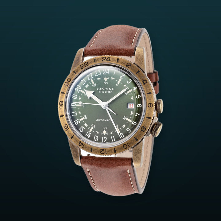Airman The Chief GMT 40 mm / Green / Brown Green Dial