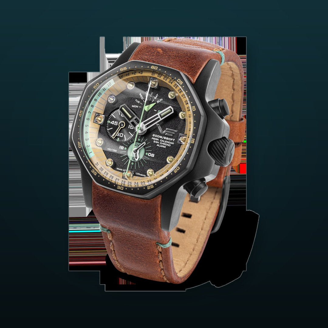 Atomic Age Oppenheimer Black Dial / Brown Leather Strap Black Dial