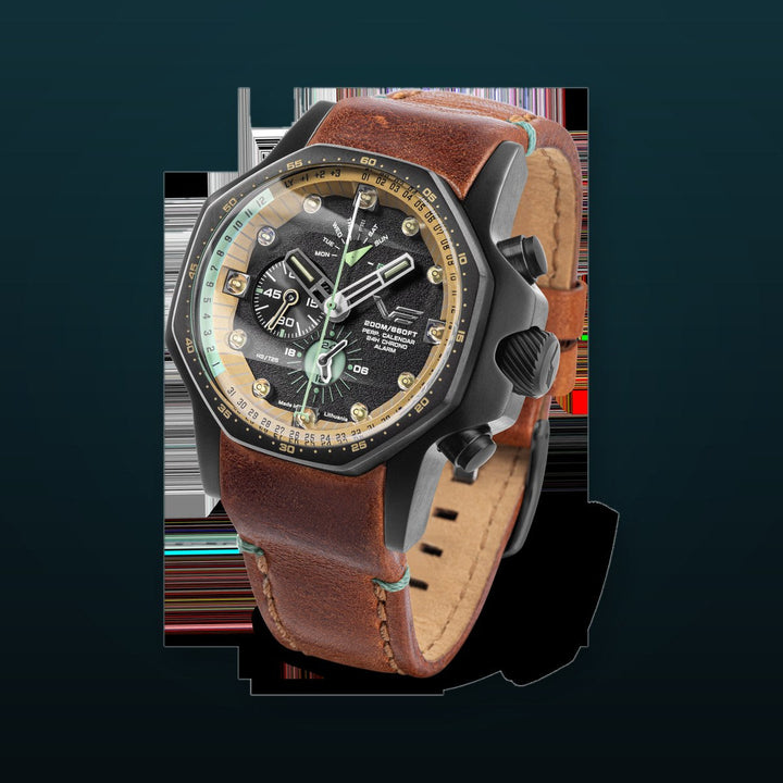 Atomic Age Oppenheimer Black Dial / Brown Leather Strap Black Dial