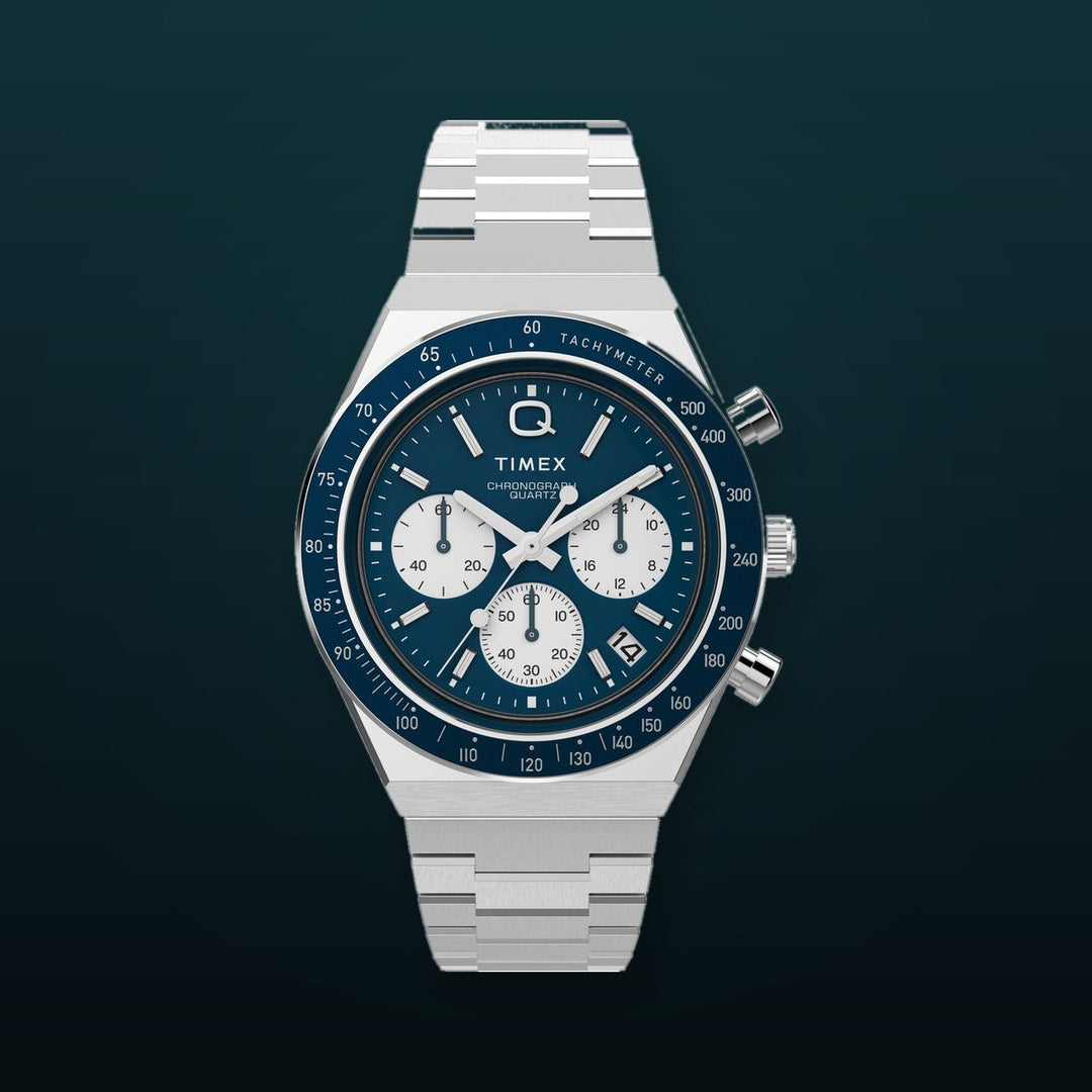 Q TIMEX Stainless Steel / Stainless Steel | Blue Dial