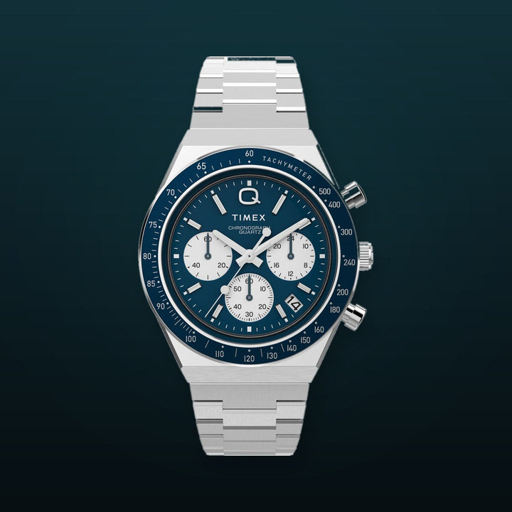 Q TIMEX Stainless Steel / Stainless Steel | Blue Dial