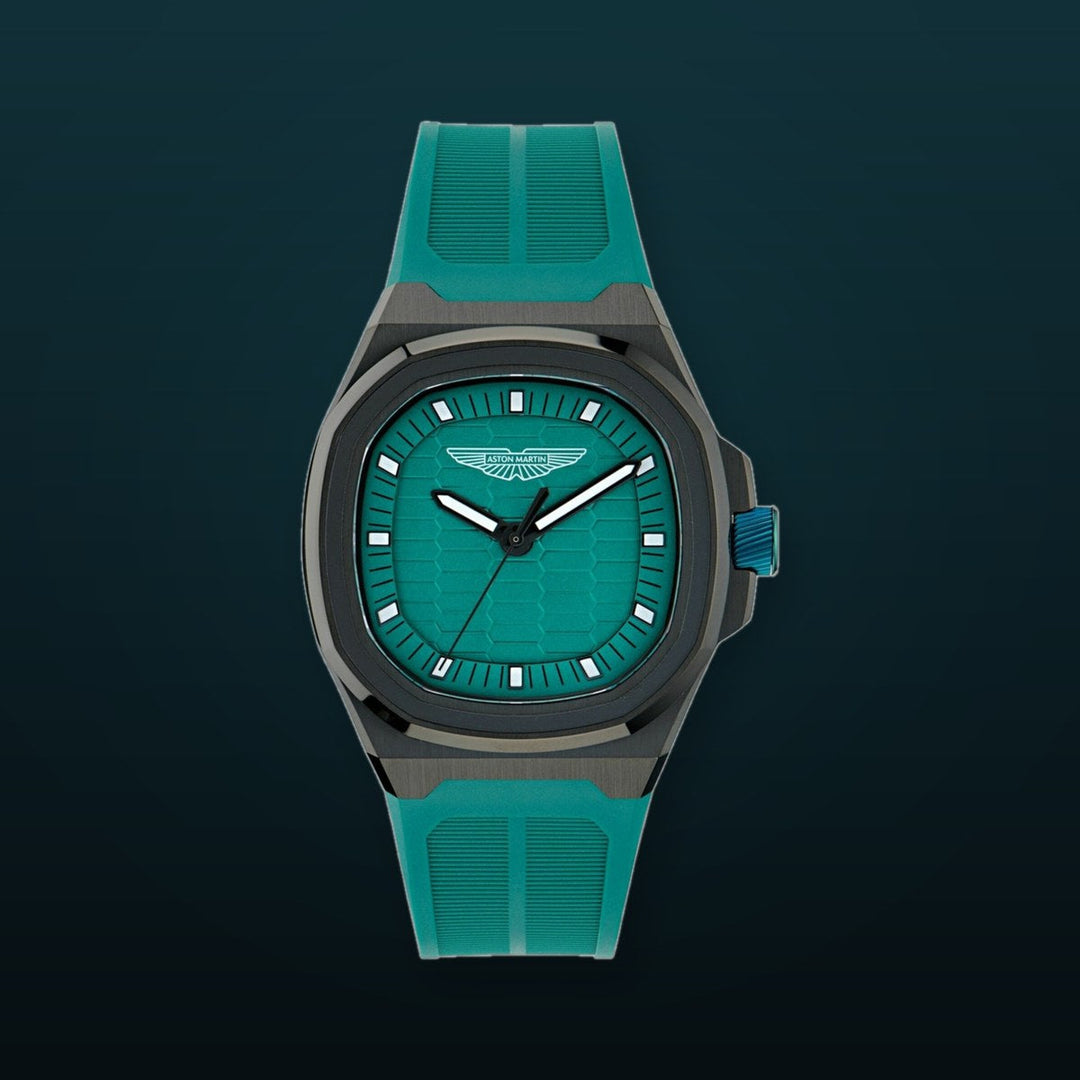 GPQ Black IP/Teal Green Silicone Strap Green Dial