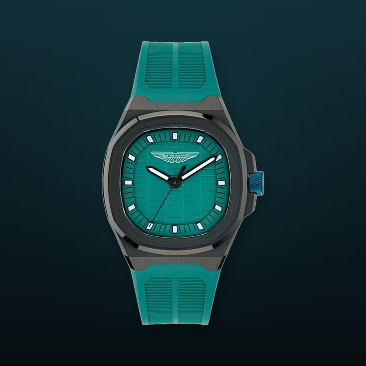 GPQ Black IP/Teal Green Silicone Strap Green Dial