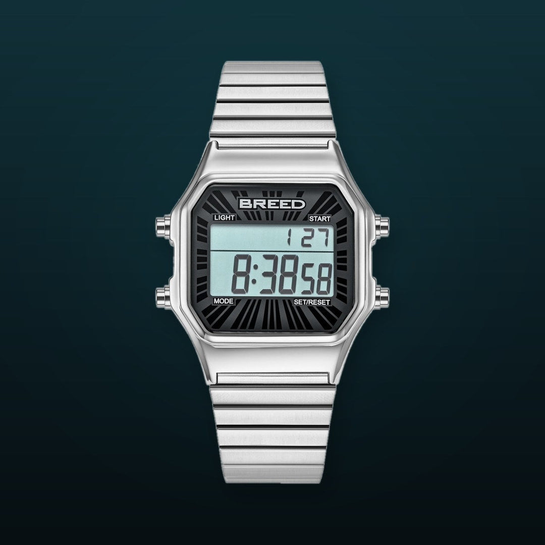 Terra Digital Watch w/ Backlight/Timer Silver Black Dial