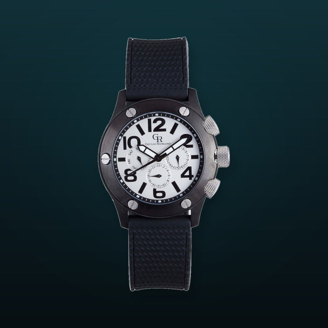 Piemonte Silver- IP Black Chronograph | Silver Dial