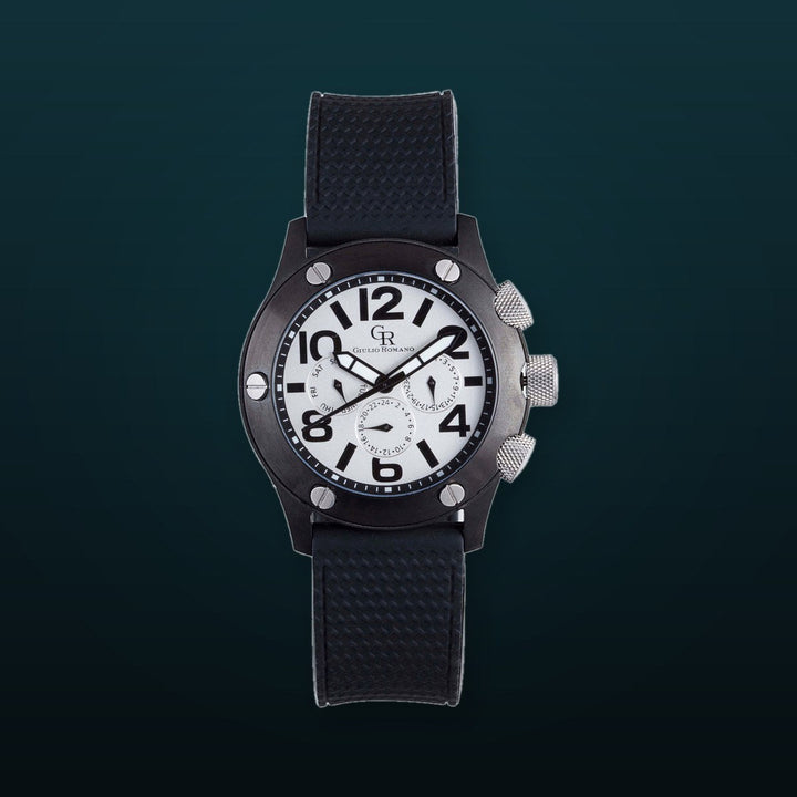 Piemonte Silver- IP Black Chronograph | Silver Dial