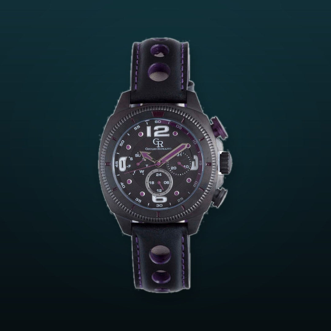 Pescara Black-Black purple Chronograph | Black Dial