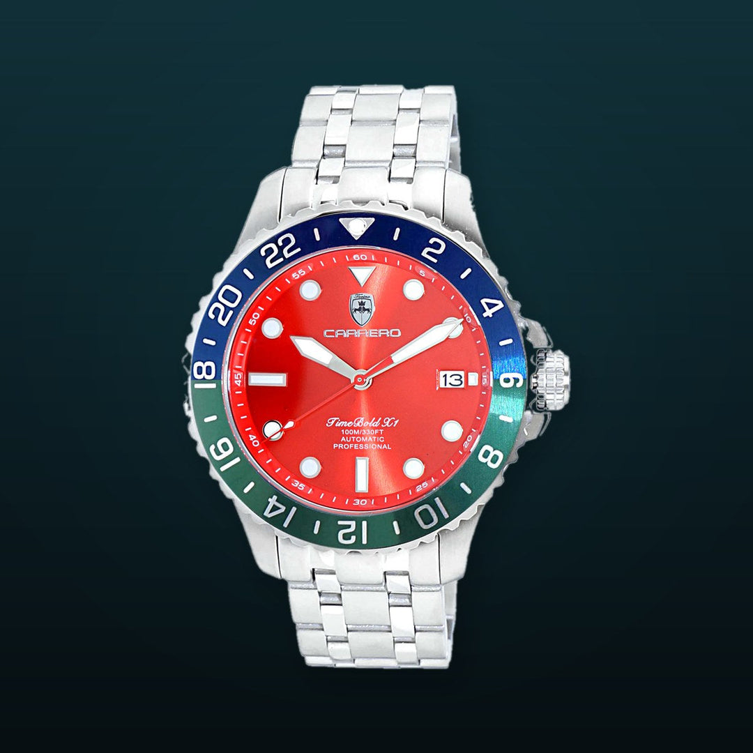 TIME BOLD- X10 BLUE-GREEN/  RED DIAL Red Dial