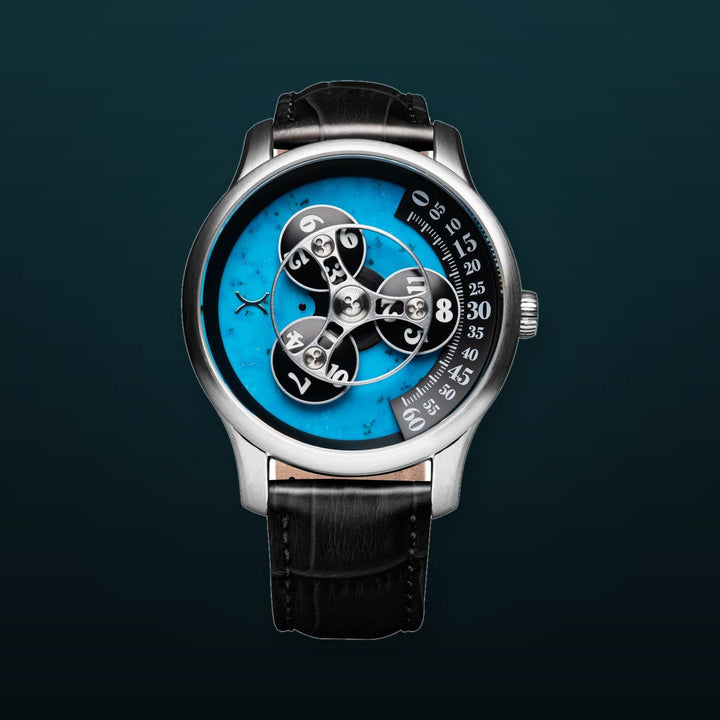 Triptych Automatic Wandering Hour Stone Edition Turquoise Blue Dial