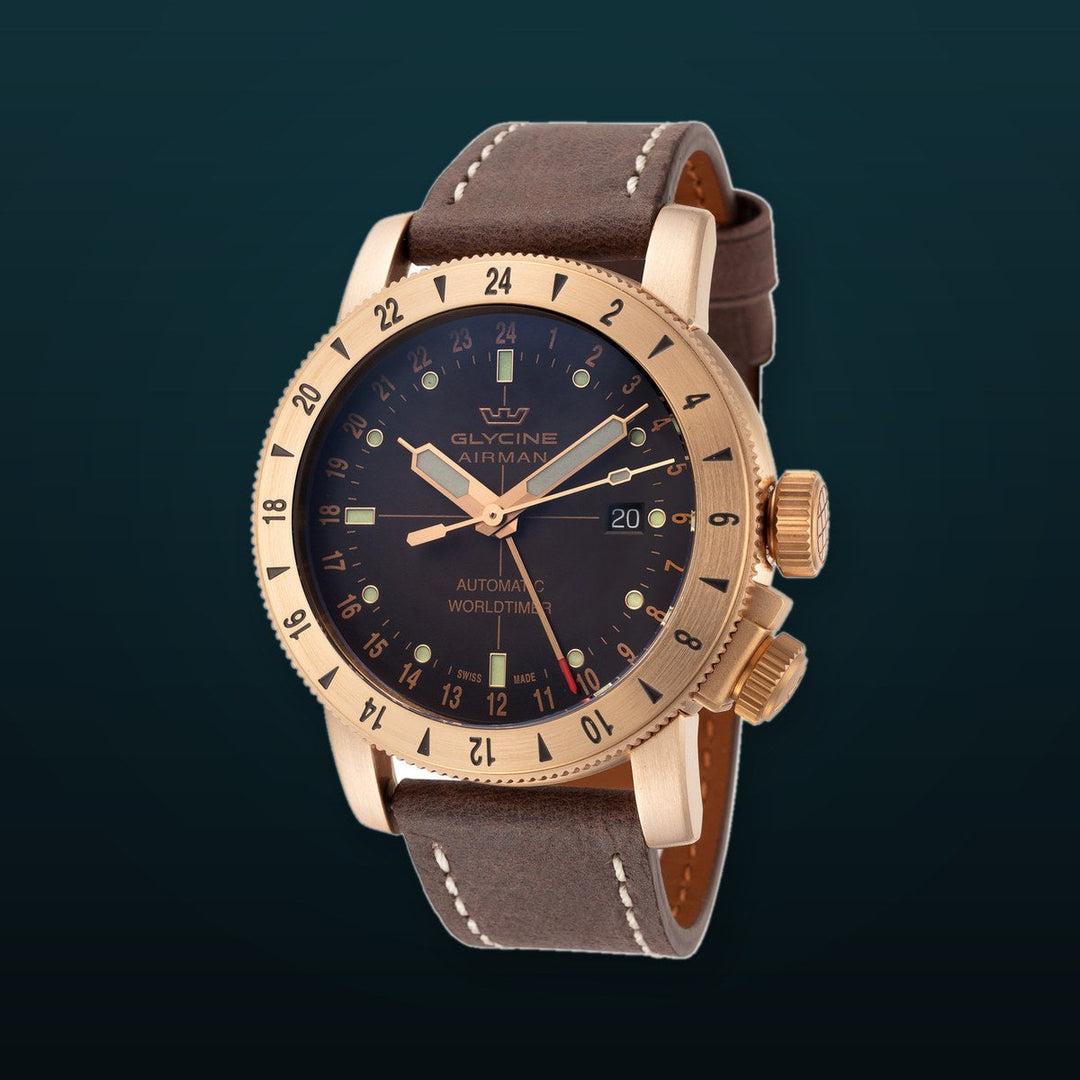 Airman Contemporary Bronze GMT 44mm / Brown / Dark Brown Brown Dial