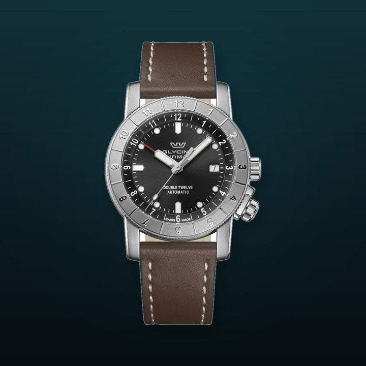 Ariman Double Twelve 42mm / Black / Brown Black Dial