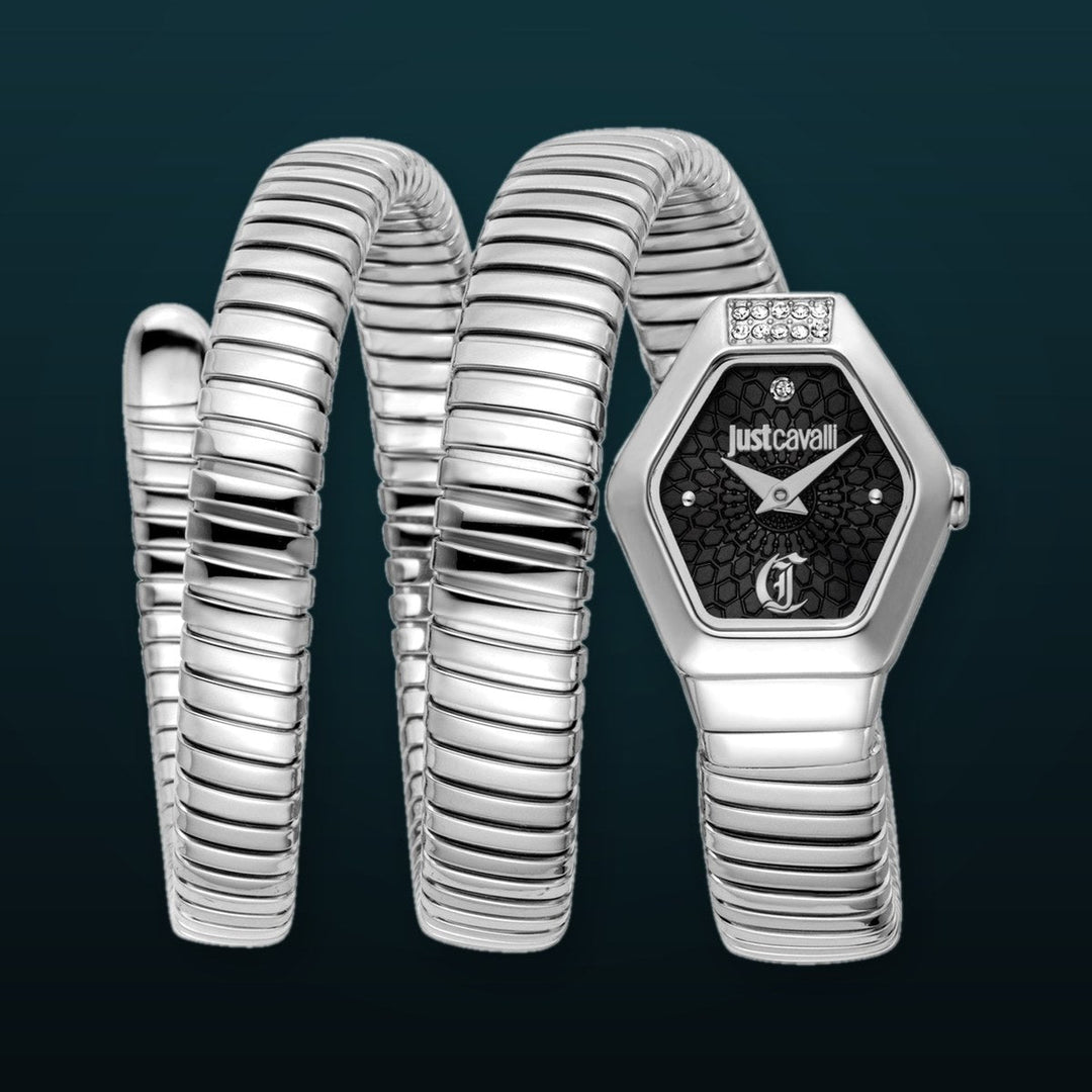 Snake 22.5mm / Black / Silver Black Dial