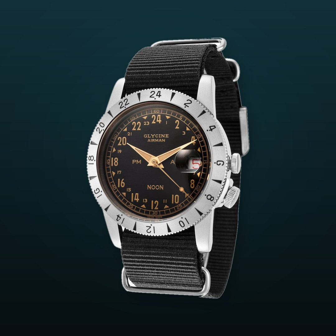Glycine 40mm / Black / Black | Black Dial