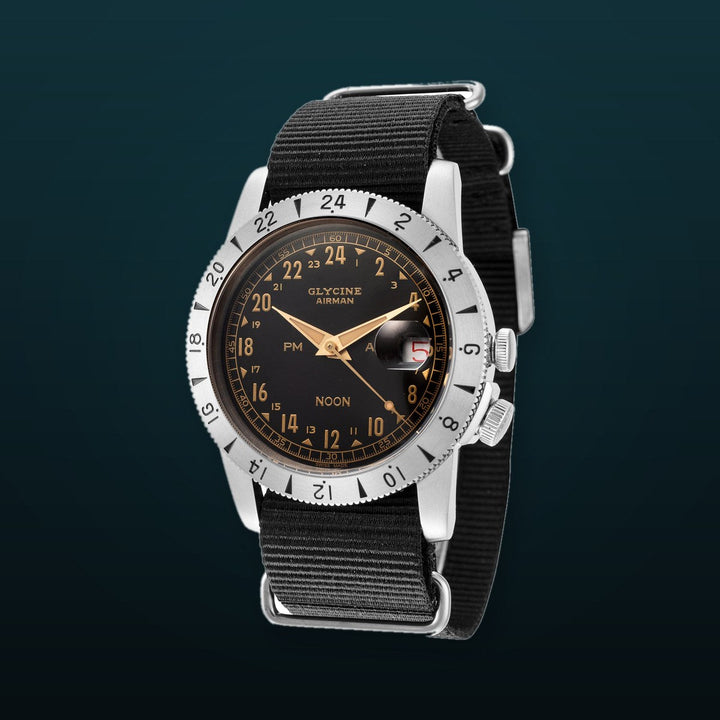 Glycine 40mm / Black / Black | Black Dial