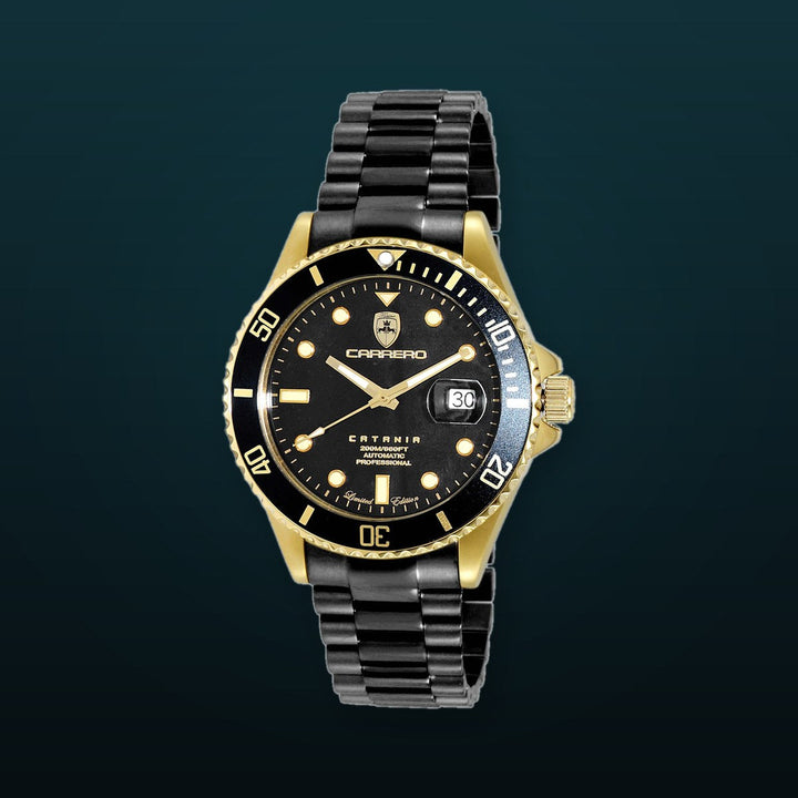 CATANIA -PD GOLD TONE/IP-BLACK Black Dial