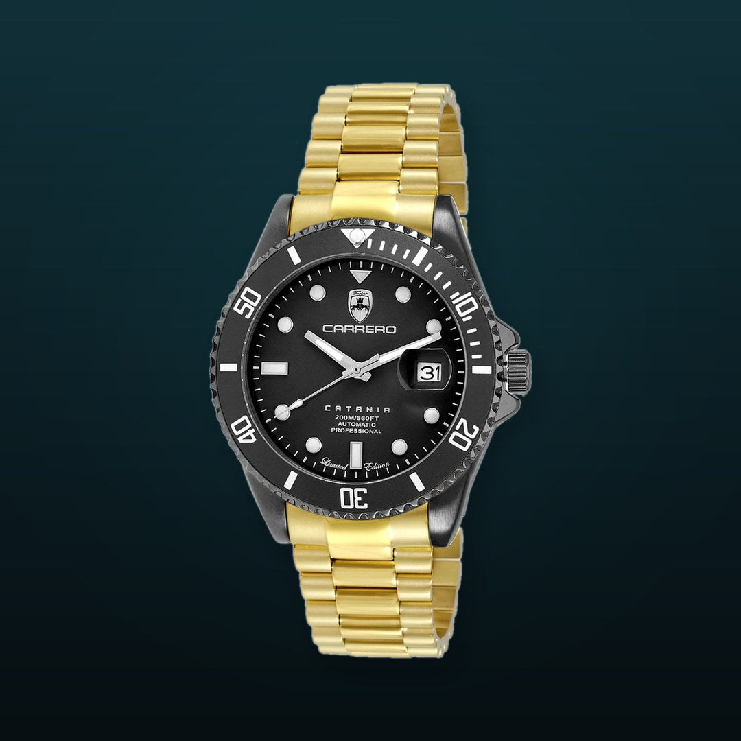 CATANIA -PD IP-BLACK / GOLDTONE Black Dial