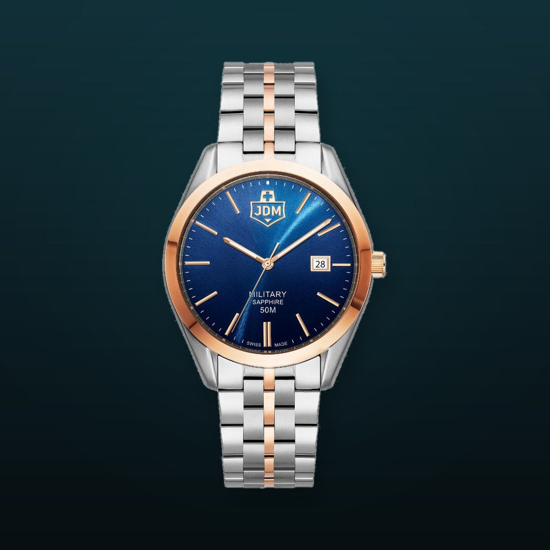 Interlaken Gents Blue dial, two-tone  bracelet Blue Dial