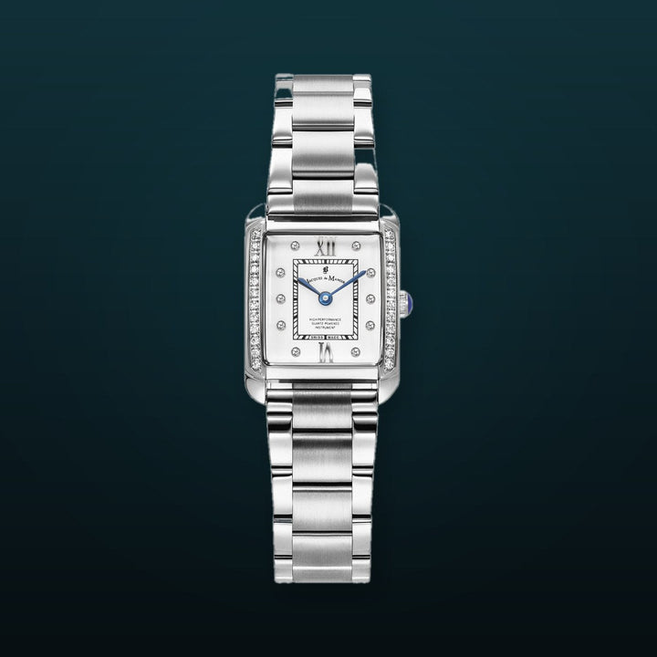 Emily II Silver Rectangular Bracelet White Dial